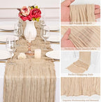 12 Pack Beige Cheesecloth Table Runner,10FT Gauze Boho Long Easter Cheesecloth Table Runners 20x120inch Rustic Cheese Cloth Table Runner for Wedding Party Bridal Shower,Table Decorations - Image 3