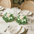 10PCS Wedding Rose Candle Rings Artificial Floral Eucalyptus Leaves Wreaths - Image 7