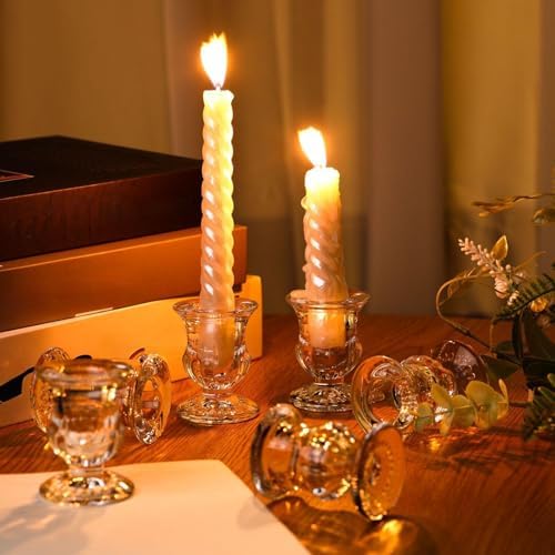 Foaincore 72 Pack Glass Candlestick Holders Bulk 2.5 Inch Taper Candle Holders Small Ritual Candle Stand Table Centerpieces for Wedding Christmas Valentine's Festival Party Dining Decorations (Clear) - Image 5