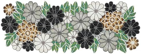 Beaded Table Runner Decore 36 inches Long Christmas Flower Design Beaded Table Runners for Halloween, Christmas, Easter Coffee Tropical ,13X36_Grey Multi by byHomeDecorativeProduct