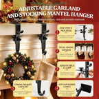 6Pcs Christmas Fireplace Stocking and Garland Hanger Fits 0.87-4.1" Mantle - Image 4