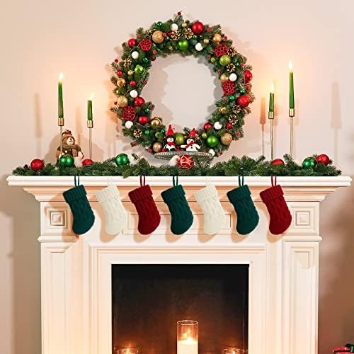 BBTO 30 Pcs Mini Christmas Stockings, 5 Inch Knitted,Red, White, Green - Image 3