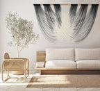Jakalin Macrame Wall Hanging Black Ombre Dip-Dyed Fiber Decor 59" Wx33 L - Image 4