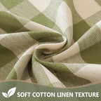 Green Checkered Oval Tablecloth, Cotton Linen Texture, 60"x102" - Image 4