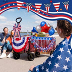 27 Pcs 4th of July Wagon Parade Float Decoration Kits 250th Patriotic Car Tassels, Garland, Banners, American Flag, and Bow Independence Day Red White Blue Decor(4th of July) - Image 5