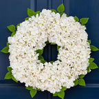 White Hydrangea Summer Wreath for Front Door with Artificial Hydrangea and Silk Greenery, 22''Outdoor Dogwood Wreath for Farmhouse Wedding & Home Decor- Spring Summer & All Seasons Display by Unknown