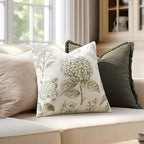 Set of 2 Euro Floral Pillow Covers 24x24 Inch Light Green - Image 3