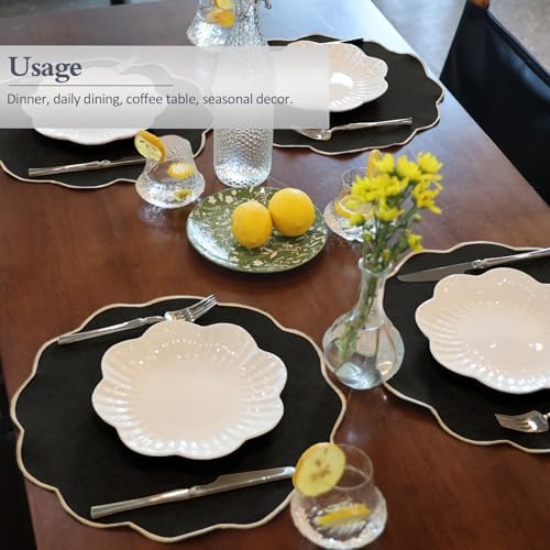AHHFSMEI Round Faux Linen Placemats Set of 8 Heat Resistant Non-Slip Stain Proof Table Mats for Kitchen Dining Elegant Decor Place Mats (8, Black) - Image 4