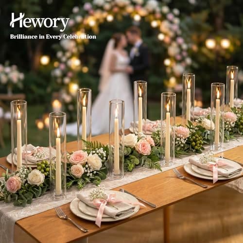 Hewory Hurricane Glass Candle Holders: 36 PCS Chimney Covers Bulk 12.6" H - Image 4