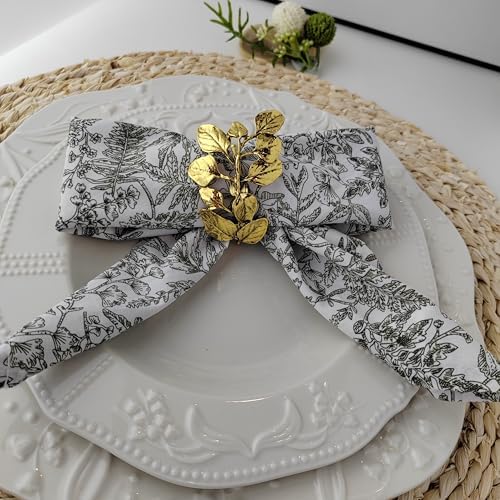 Bakayoyo Elegant Vintage Gold Herb Napkin Rings Set of 12 - Glossy Leaf Napkin Holders, Metal Table Adornment for Christmas, Thanksgiving, Weddings & Holiday Parties - Image 7