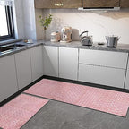 St Patricks Day Spring Kitchen Rugs and Mats Set of 2,Lucky Shamrocks Clovers Eucalyptus Leaves Buffalo Plaid Farmhouse Non Slip Washable Floor Sink Mats Decorations for Home Kitchen 18"x48"+18"x30" - Image 2