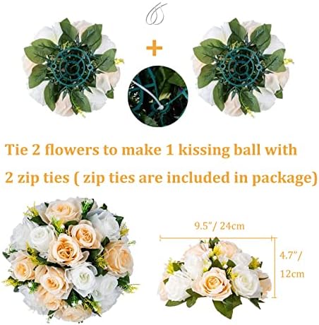 Flower Balls Wedding Flower Centerpieces: 6 Pcs Fake Roses with Base Table - Image 4