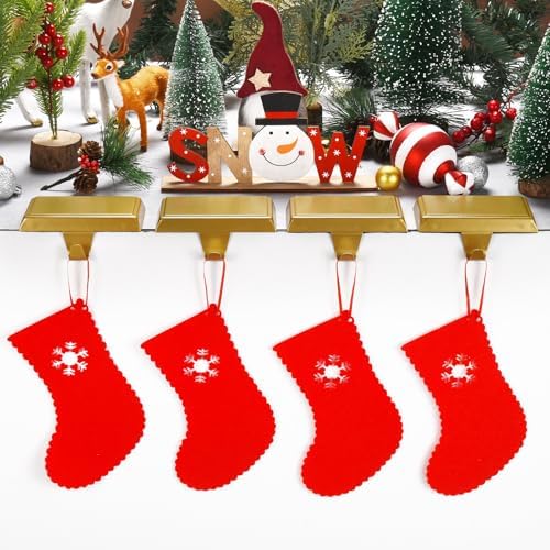 Christmas Stocking Holders for Mantle, Weighted Stocking Hangers, Christmas Stocking Hooks for Tables Window Fireplace Mantle Decoration(Gold,5PCS) - Image 3