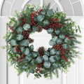 Spring Wreaths for Front Door,Boxwood Wreaths for Indoor and Outdoor Wedding Decorations,Spring Wreath with Pine Cones and Leaves,Berries,Eucalyptus Leaves for Home Decor by TISEMENT