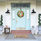 Pinkpuii 24 Inch Spring Wreaths for Front Door- Outdoor Spring Summer Flower Wreath with Vibrant Peony Hydrangea Flower, Green Eucalyptus Leaves and Orange Berry- Ideal for Porch,Mantel,Home Wall - Image 6