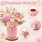 Rtteri 6 Set 5.12" Ceramic Pumpkin Vase with Wood Slices Glazed Fall Flower Pots for Autumn Home Decor Smooth Pottery Planter Pack for Thanksgiving Tabletop Decoration Housewarming Gifts(Pink, White) - Image 3