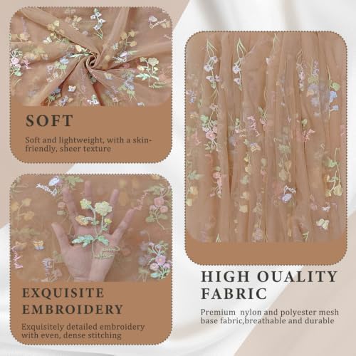 3Pcs Fall Floral Cheesecloth Table Runner, Brown Table Runner 10Ft - Image 3