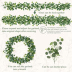 N&T NIETING 8 Pack Artificial Eucalyptus Leaf Garland, Faux Greenery Garland Decor 6 FT Summer Garlands, Fake Hanging Vines for Wedding Decoration Table Mantle - Image 3