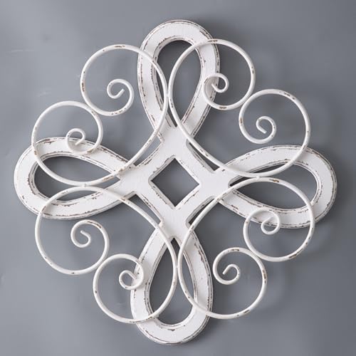 Sintosin Vintage Wrought Iron Wall Decor 22 Inch, Distressed White by Sintosin