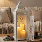 Vela Lanterns Decorative Indoor Moroccan Floor Candle Holder, White, XL - Image 2