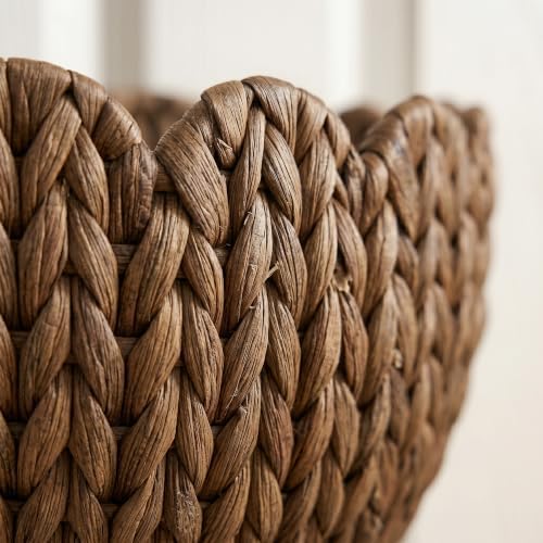 Hanging Wall Basket, Handwoven Water Hyacinth Scalloped Basket, Decorative Wall Organizer and Planter for Entryway Mail Plants Bathroom, 16" D x 10" W x 7" H,Coffee - Image 5