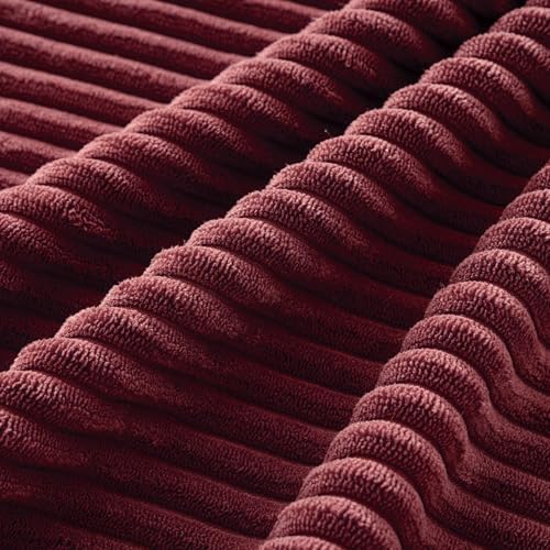 MIULEE Soft Corduroy Decorative Throw Pillow Covers Burgundy 16x16 - Image 4