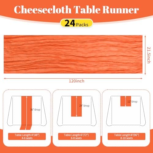 24 Pack Orange 10Ft Cheesecloth Table Runner - Image 2