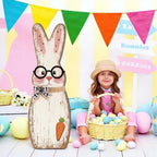 Yerliker 35 Inch Easter Wooden Porch Sign Wooden Bunny Standing Sign Decoration Easter Rabbit Outdoor Decor Bunny Shape Decor for Porch, Yard, Front Door, Garden, Patio, Outdoor - Image 6