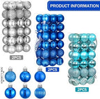 Shappy 216 Pcs Mini Christmas Ball Ornament 1.18 Inch,Silver, Blue - Image 2