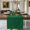 Signature Linen™ by D'Moksha, Forest Green Table Runner 120 Inches Long, 100% Pure Linen, Hemstitch, 14 x 120 Inch Table Runner for Dresser, Dining- Fall, Weddings, Outdoor Hosting by DMokshaHomes