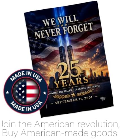 25 Year 9/11 We Will Never Forget Flag Wood Dowel Kit Wall Decor Home Tapestry Poster Patriot Day Decor Memorial Gifts Memorabilia Home Decorations September 11 Garden Remembrance Tribute - Image 5