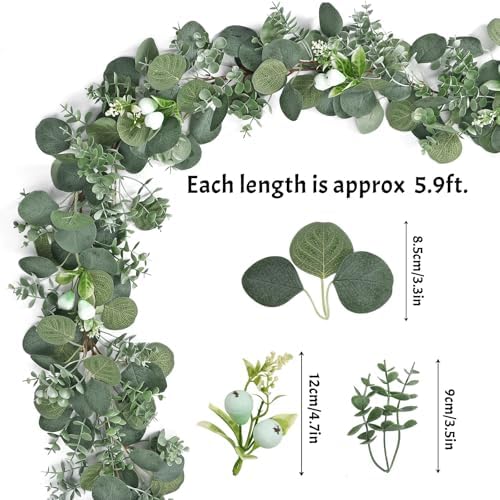 2 Packs 5.9FT Artificial Eucalyptus Garland Faux Greenery Garland - Image 3