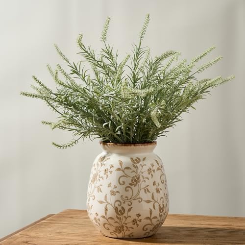 SIDUCAL Ceramic Vintage Pastoral Vase, 7.2 Inch Chinoiserie Floral Vase, Retro Ice Cracked Rustic Farmhouse Vases for Home Decor, Living Room, Bookshelf, Office, Tuscan Decor, Brown Floral - Image 3