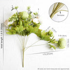 FiveSeasonStuff Cream Beige & Moss Green Artificial Peony Bouquet Set of 2 - Image 5