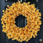 24" Artificial Forsythia Flower Fall Wreath for Front Door Decor (Orange) by GLIDLION