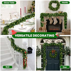 12 FT Artificial Norfolk Pine Garlands with Lights, Pre-Lit Christmas Garland, Real Touch Pine Artificial Faux Greenery Garland for Table, Mantle, Wall, Indoor, Outdoor Christmas Decorations - Image 5