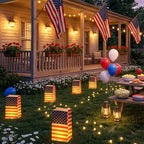 Sabary 100 Pcs Patriotic Luminary Bags USA Flag Flame Resistant Candle Reusable Paper Lantern for Independence Day 250 Anniversary Memorial Day Decorations Diwali Veterans Party - Image 4