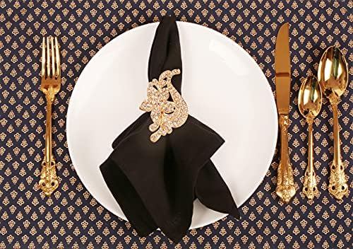 Floral Rhinestone Crystal Table Napkin Rings, Gold Tone, Set of 6 - Image 4