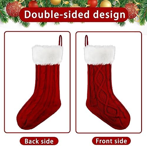 XIMISHOP 6Pcs Christmas Stocking,18”Large Cable Knitted Stocking with Tags - Image 5