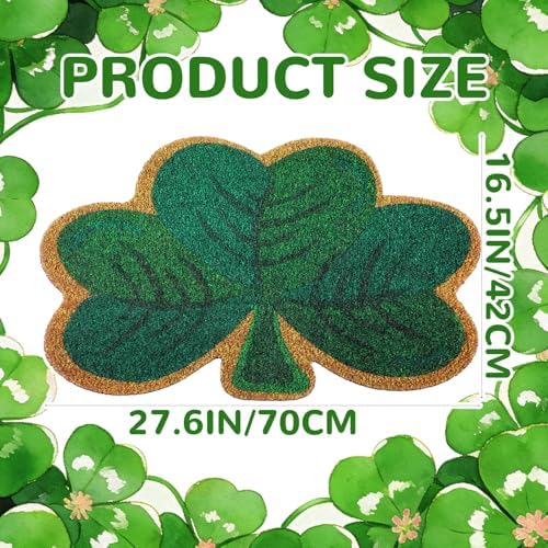 Tinideya St. Patrick's Day Welcome Doormat Outdoor Shamrocks Coir Door Mat - Image 3