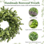 26 Inch Boxwood Wreaths for Front Door,Faux Greenery Wreath - Image 3