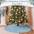 RoundFunny Dusty Blue Christmas Tree Skirt Velvet Tree Skirts, 60 Inch - Image 6