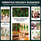 Mercury Glass Christmas Ornaments, Vintage Finial Decorations, Green, 6-Pc - Image 6