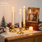 48 Pcs Brass Gold Taper Candle Holders Set Vintage Short Skinny Metal Candlestick Holders Small Low Candle Sticks for Dining Table Centerpiece Wedding Christmas Party Mantel Home Decor - Image 2