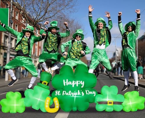 9.3FT St Patricks Day Inflatables Outdoor Decorations Shamrocks Clover Blow Up Inflatable Yard Decorations with LED Lights Spring St. Patrick's Green Outside Holiday Party Garden Lawn Decor - Image 6