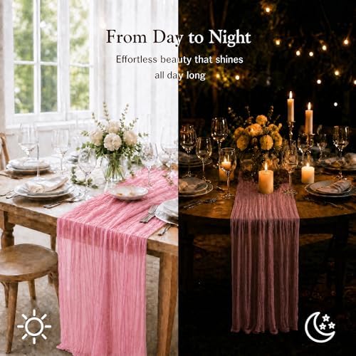 16 Pack Dusty Rose Cheesecloth Table Runners, 20x120 Inch - Image 5