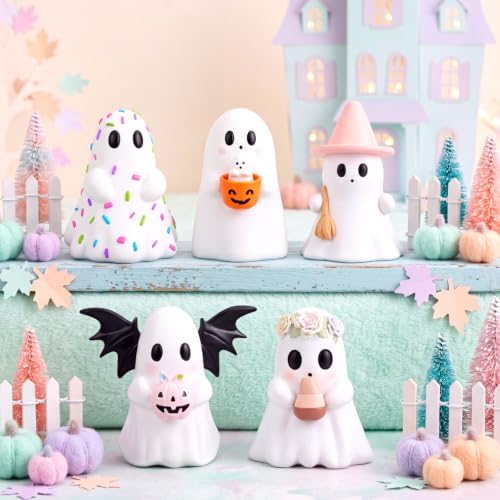 Simgoing 5 Pcs Pastel Ghost Figurines Cute Pink Halloween Decorations by Simgoing