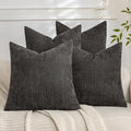 Set of 4 Soft Textured Decorative Throw Pillow Covers 24x24 Inch Cozy Farmhouse Cushion Cover Square Accent Pillow Cases for Bed Couch Sofa Living Room, Dark Grey by Cozoomy
