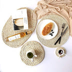 Round Woven Natural Corn Husk Placemat - Handmade Straw Braided Heat Resistant Non-Slip Table Mat for Kitchen Dining Table (20 Inch), TRYMPBZCD16 - Image 5