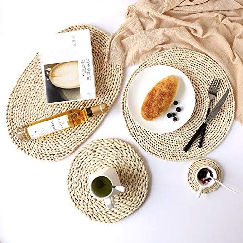 Round Woven Natural Corn Husk Placemat - Handmade Straw Braided Heat Resistant Non-Slip Table Mat for Kitchen Dining Table (20 Inch), TRYMPBZCD16 - Image 5